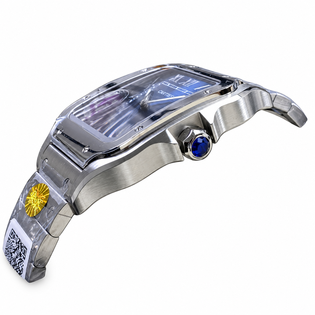 Cartier Santos Large Steel Blue Dial Automatic Bracelet Watch AF – KDY