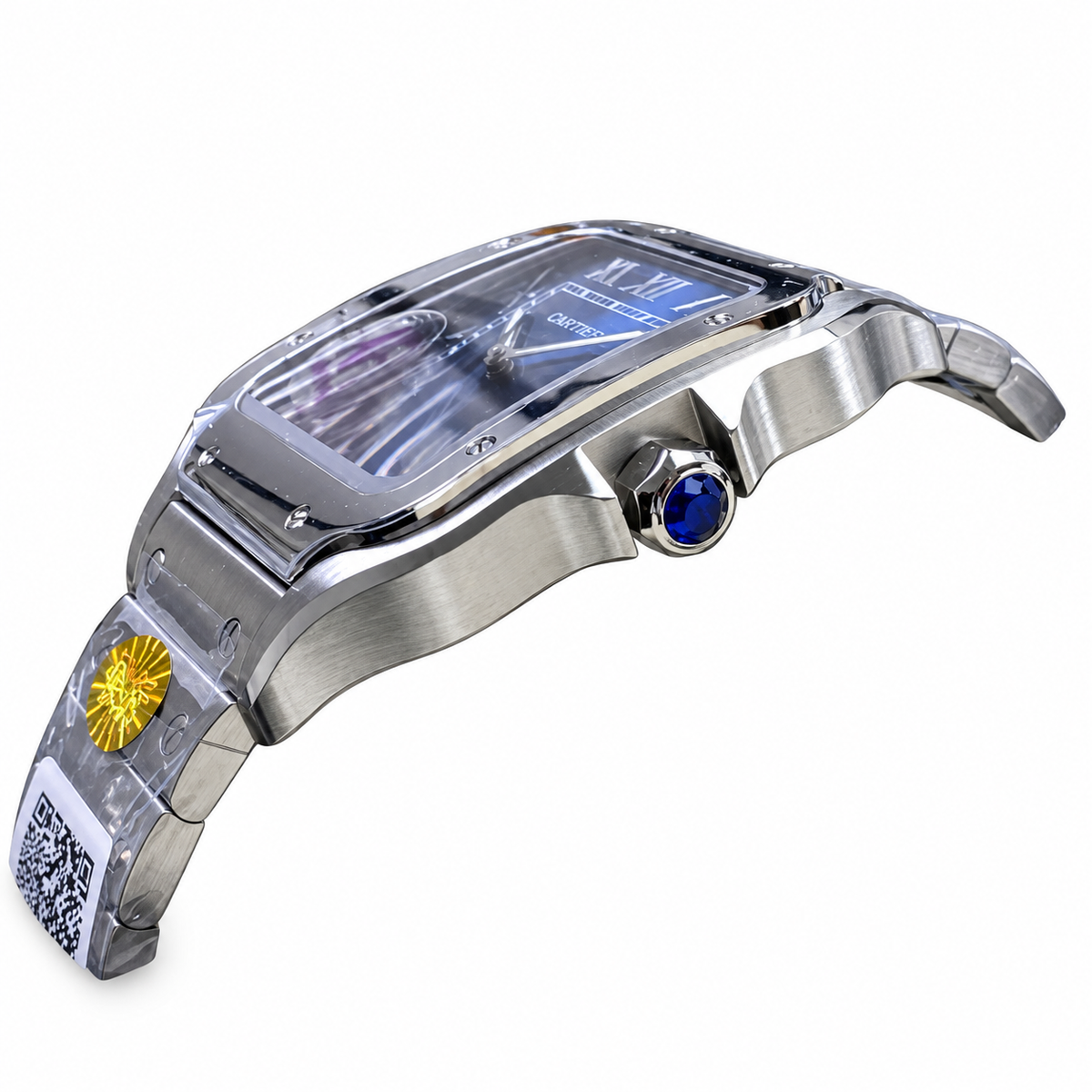 Cartier Santos Large Steel Blue Dial Automatic Bracelet Watch AF – KDY