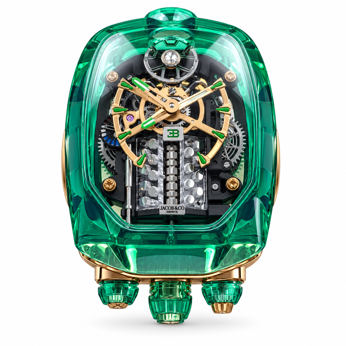 Jacob & Co. x Bugatti Chiron Green Sapphire Crystal Tourbillon Watch