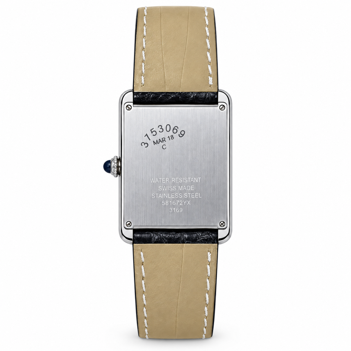 Cartier Tank Louis Large White Gold Diamond Lugs Silver Dial Black Strap Watch – KDY