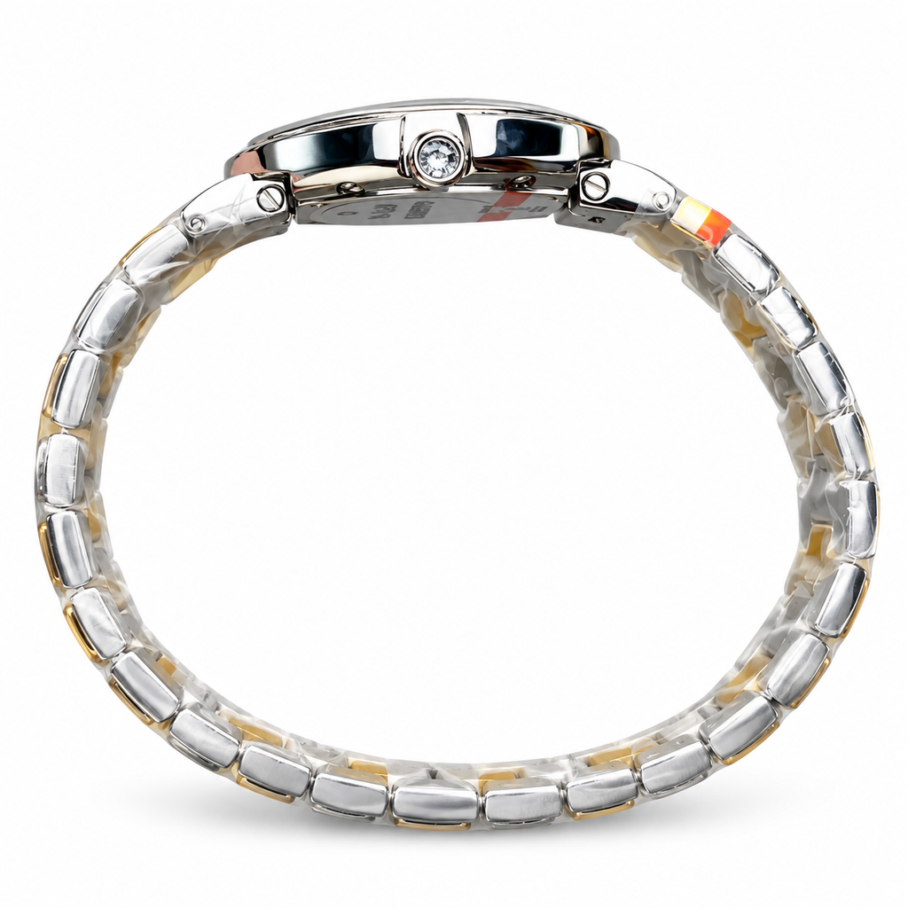 Cartier Baignoire — 18K White Gold, Large Diamond Bezel & Two-Tone Gold Bracelet