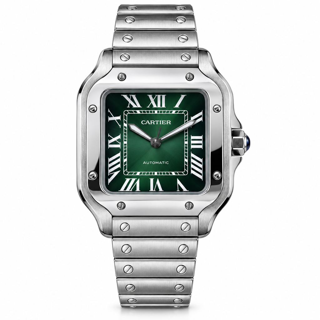 Cartier Santos Large Steel Green Dial Automatic Bracelet Watch – KDY