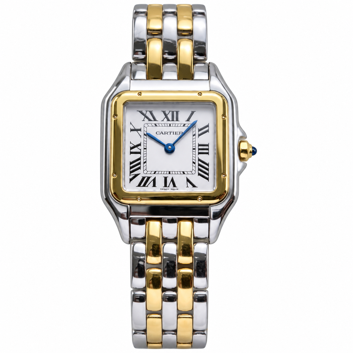 Cartier Panthère de Cartier Large — Steel & Yellow Gold, White Dial, Roman Numerals & Two-Tone Bracelet, Quartz