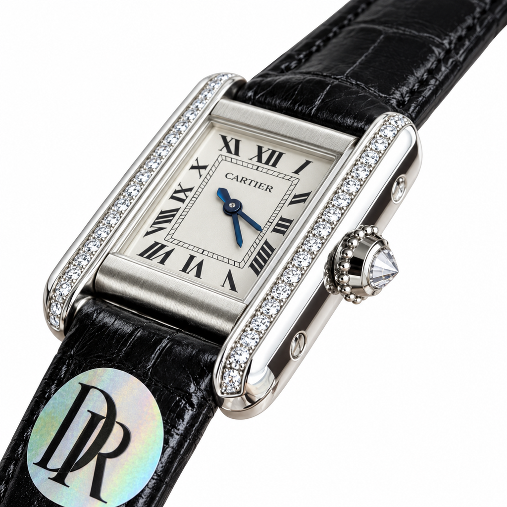 Cartier Tank Mini — 18K White Gold, Diamond Lugs & Black Alligator Strap