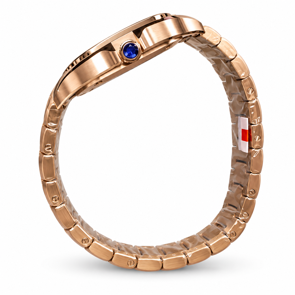 Cartier Santos Large — 18K Rose Gold, White Dial, Roman Numerals & Rose Gold Bracelet, Automatic