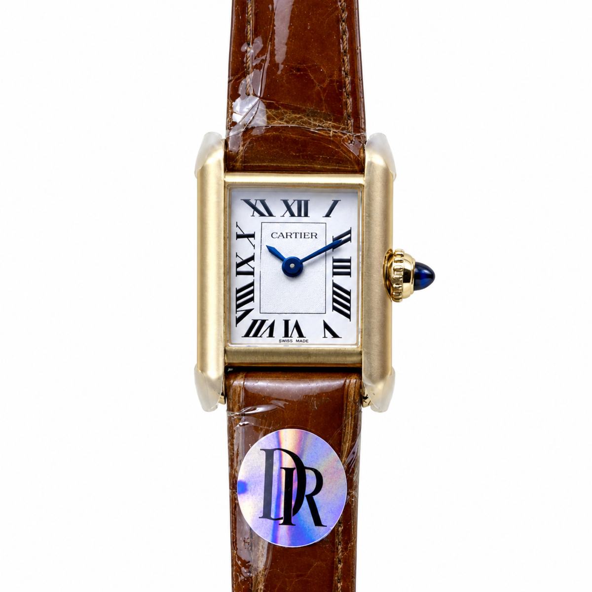 Cartier Tank Louis Yellow Gold White Dial Brown Leather Watch