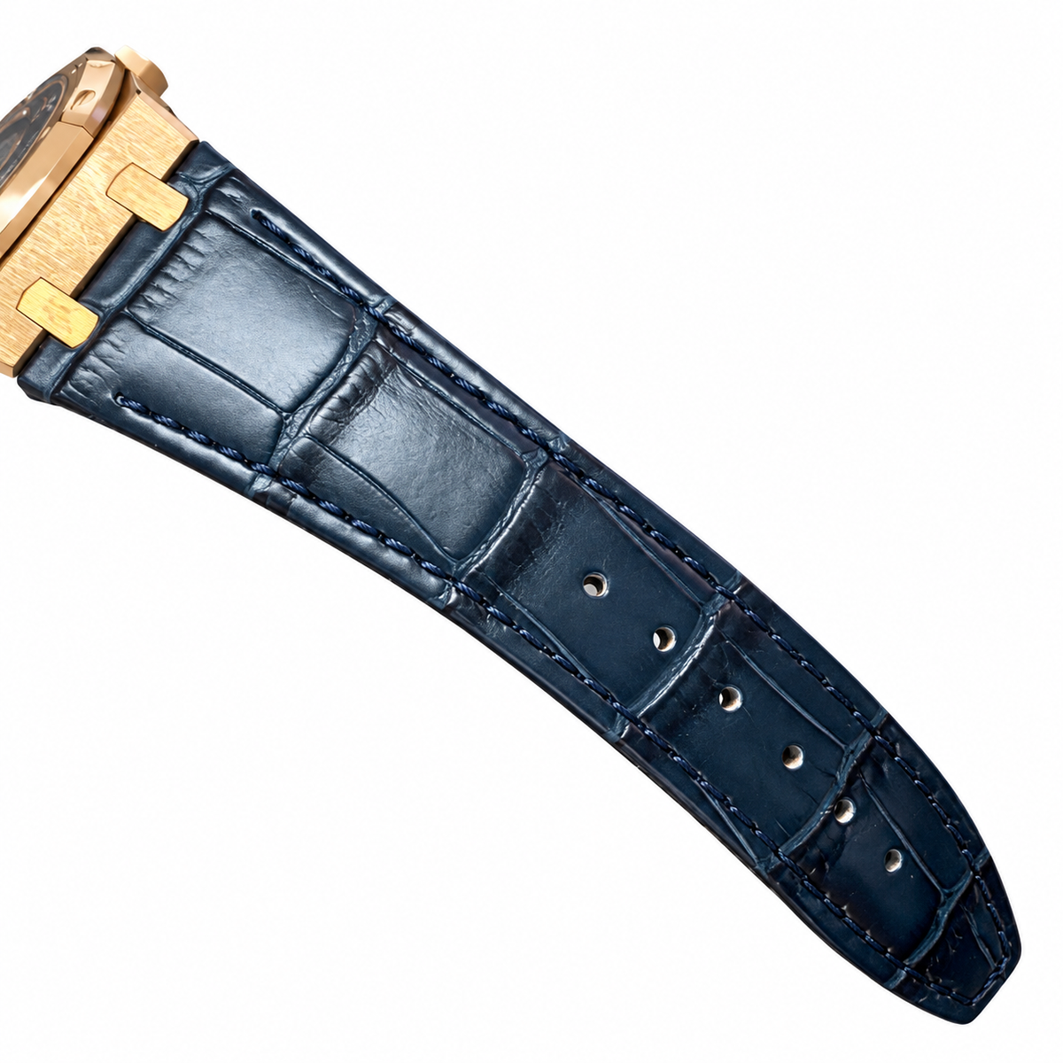 Audemars Piguet Royal Oak Rose Gold Blue Dial Navy Leather Strap Automatic Watch