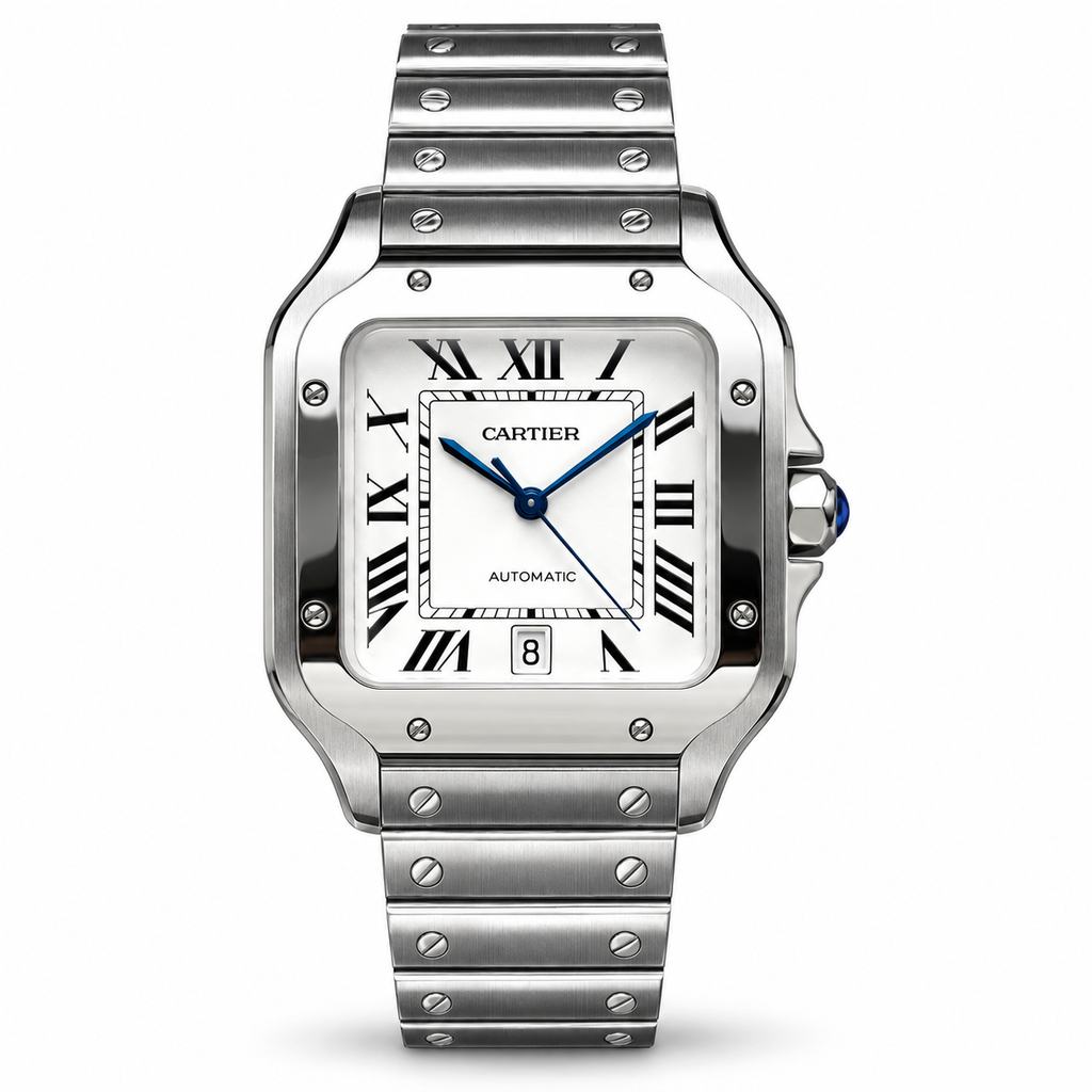 Cartier Santos de Cartier Large Stainless Steel White Dial Date Automatic Watch
