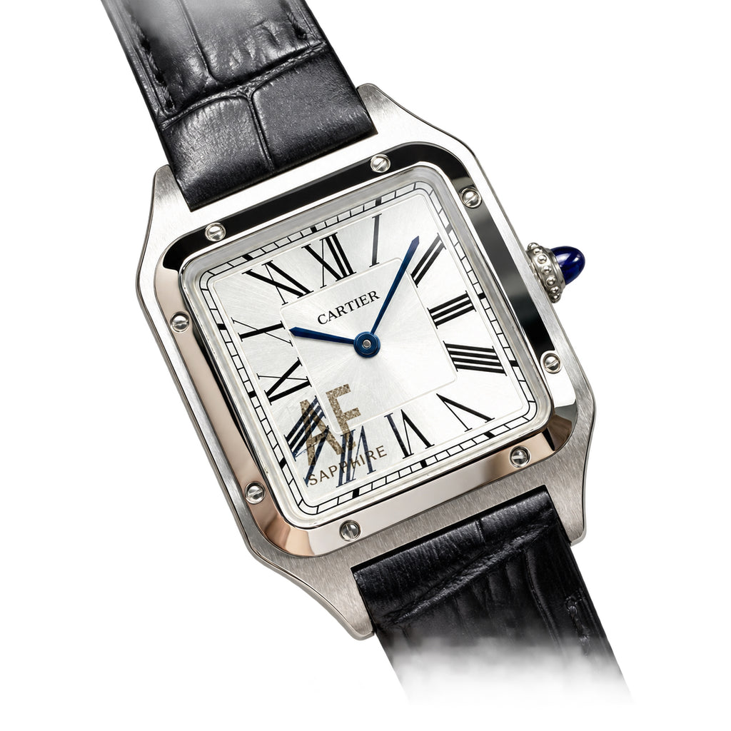 Cartier Santos-Dumont — Stainless Steel, Silver Dial & Black Alligator Strap, Large