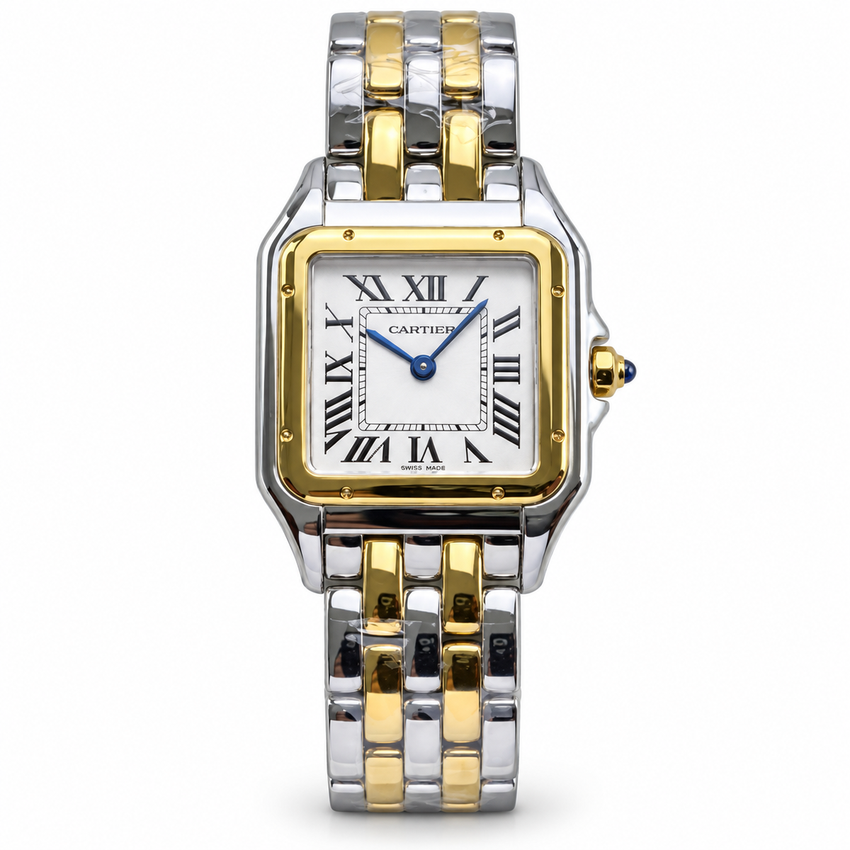 Cartier Panthère Medium — Two-Tone Steel & Gold, White Dial, Roman Numerals & Panthère Bracelet, Women