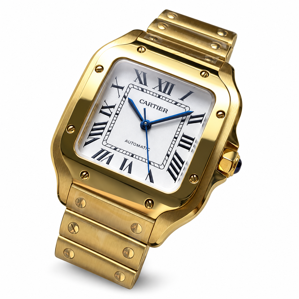 Cartier Santos Yellow Gold White Dial Automatic Watch – KDY