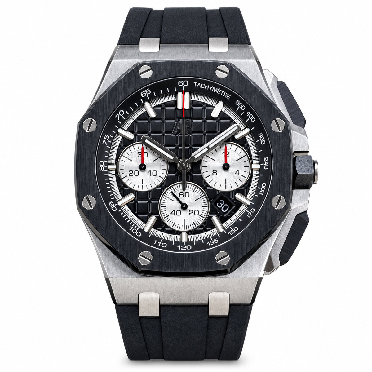 Audemars Piguet Royal Oak Offshore Chronograph Black Ceramic Bezel Panda Dial Rubber Strap Watch
