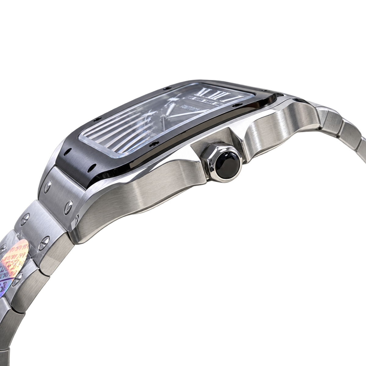 Cartier Santos Large Steel Grey Dial Date Automatic Bracelet Watch – KDY