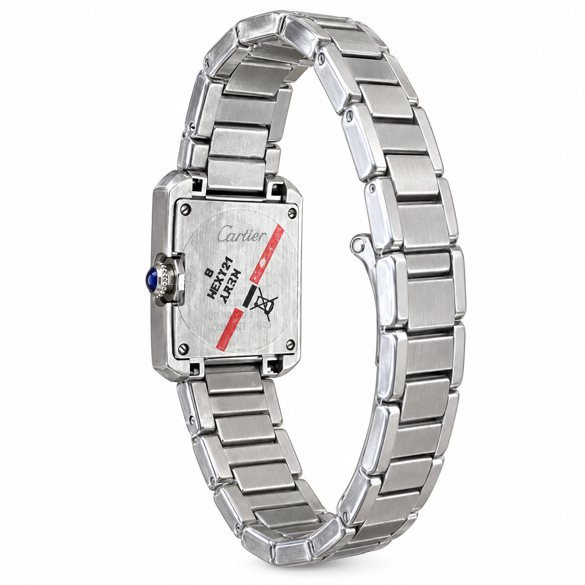 Cartier Tank Anglaise Small — Steel, Silver Diamond-Set Dial, Roman Numerals & Steel Bracelet, Women