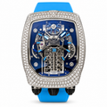 Jacob & Co. x Bugatti Twin Turbo Furious White Gold Diamond Tourbillon Blue Rubber Watch