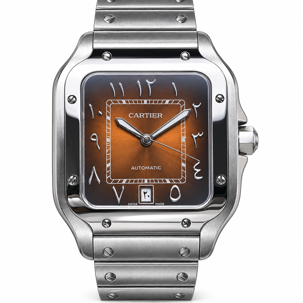 Cartier Santos de Cartier Automatic — Steel, Smoked Brown Arabic Dial & Steel Bracelet