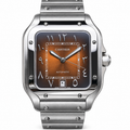 Cartier Santos de Cartier Automatic — Steel, Smoked Brown Arabic Dial & Steel Bracelet