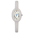 Cartier Baignoire — 18K White Gold, Full Diamond Bezel & Diamond Bangle, White Dial, Women