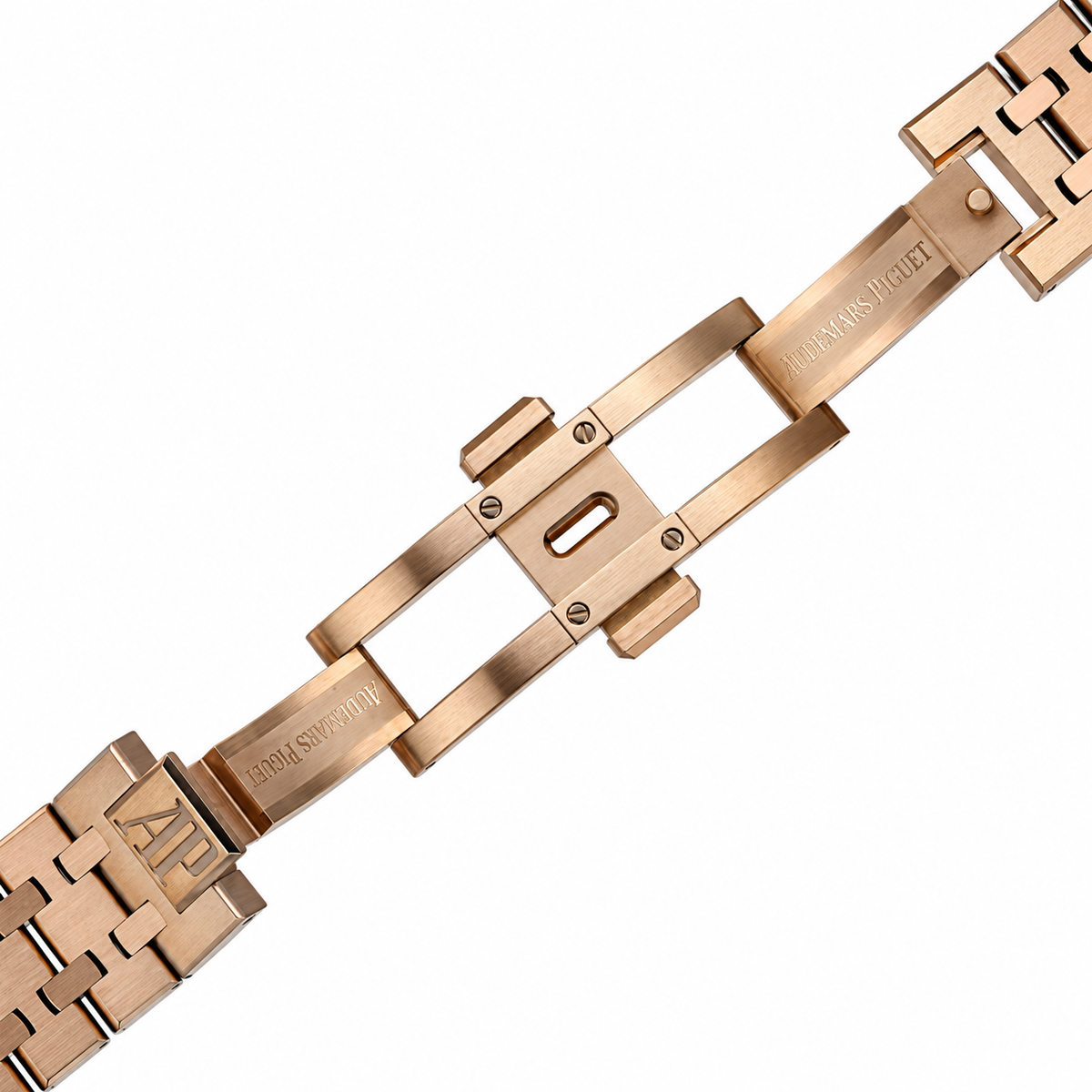 Audemars Piguet Royal Oak Rose Gold Diamond Bezel White Tapisserie Date Watch