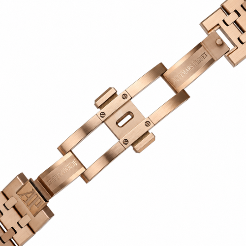 Audemars Piguet Royal Oak Rose Gold Diamond Bezel Blue Tapisserie Date Watch