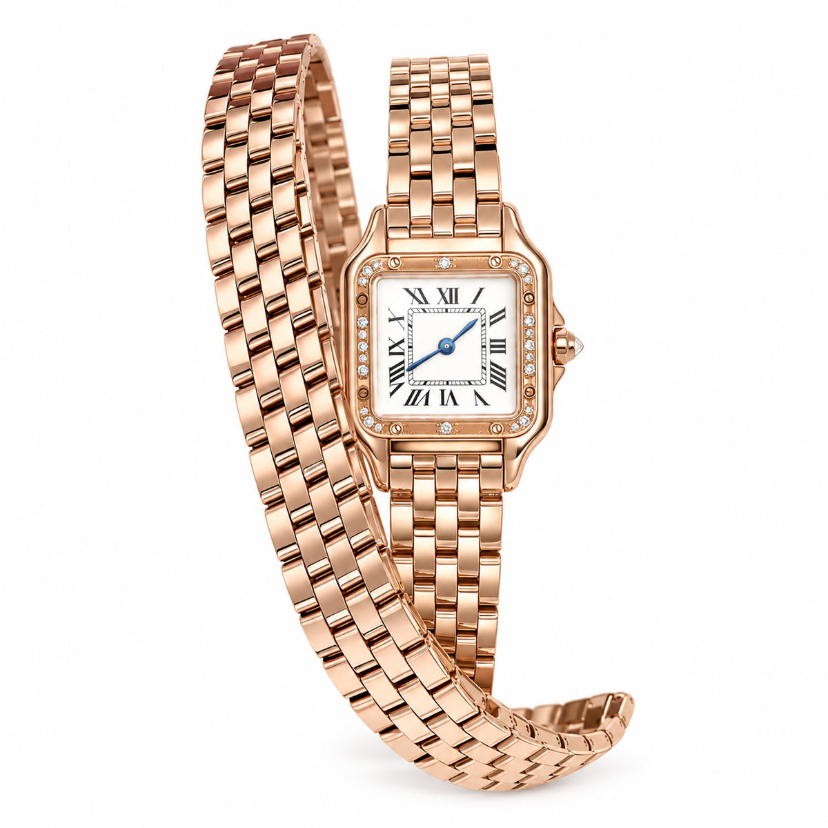 Cartier Panthère de Cartier Small — 18K Rose Gold, Diamond Bezel, Silver Dial & Rose Gold Bracelet, Women