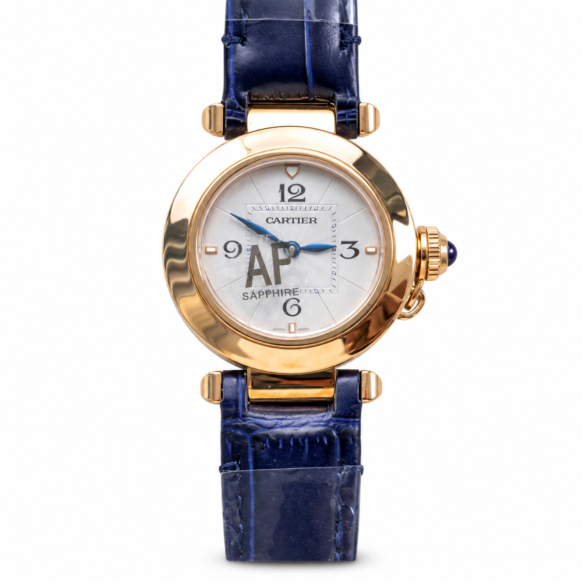 Cartier Pasha Yellow Gold MOP Dial Blue Strap Watch – KDY