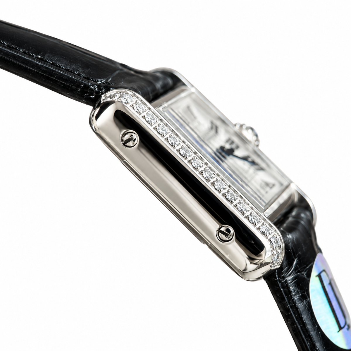 Cartier Tank Mini — 18K White Gold, Diamond Lugs & Black Alligator Strap