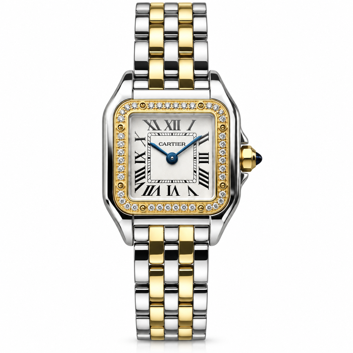 Cartier Panthère de Cartier Small — Steel & Yellow Gold, Diamond Bezel, Silver Dial & Two-Tone Bracelet, Women