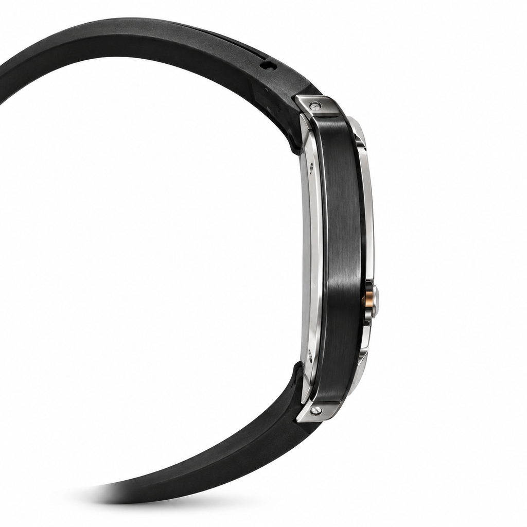Cartier Santos Skeleton Black ADLC Steel Rubber Strap Watch – KDY