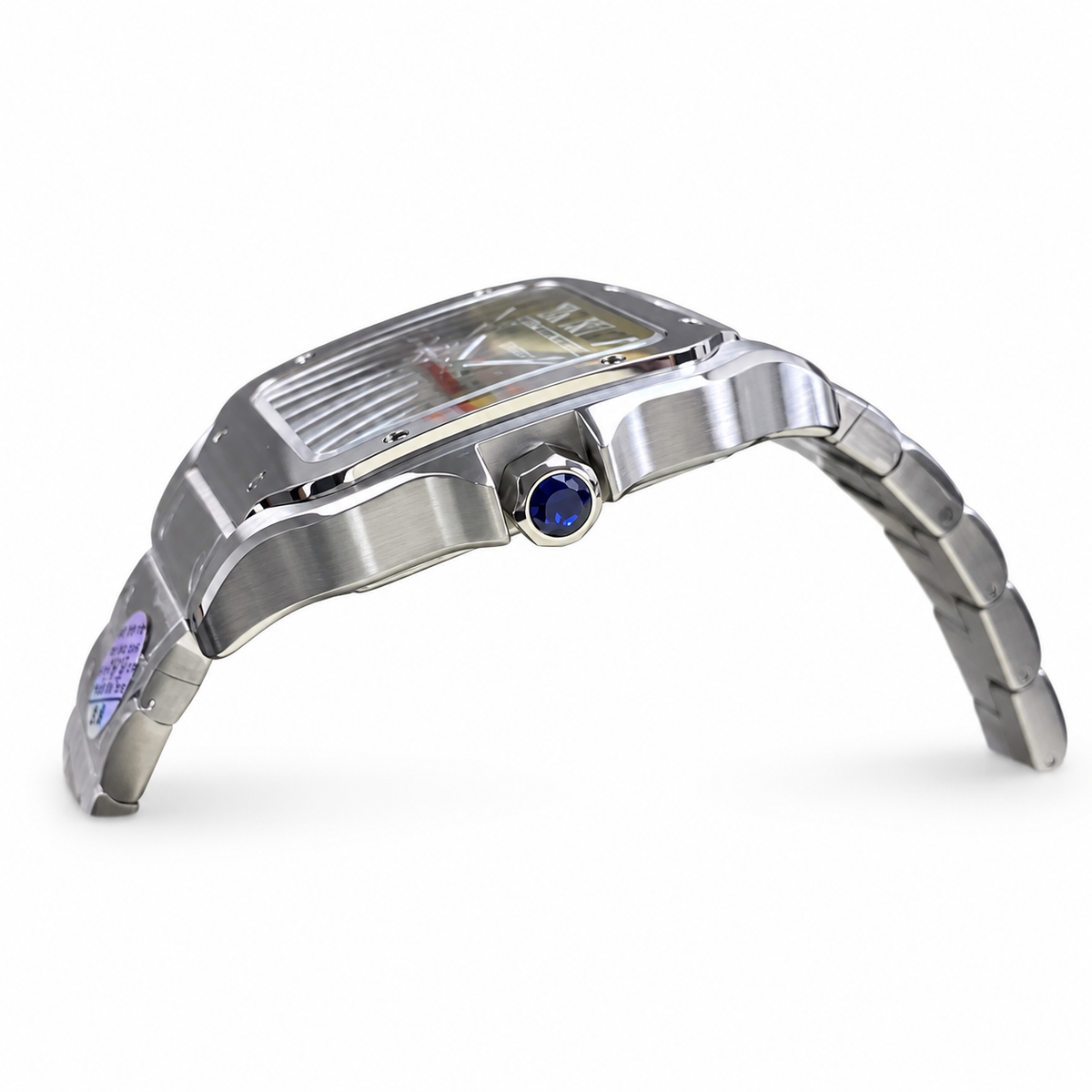 Cartier Santos Large — Steel, Green Sunray Dial, Roman Numerals, Date & Steel Bracelet, Automatic