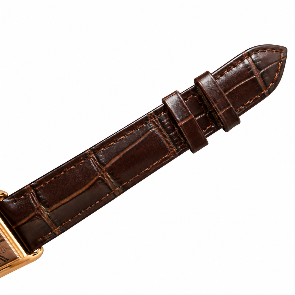 Cartier Tank Louis Cartier Small — 18K Yellow Gold, White Dial, Roman Numerals & Brown Alligator Strap, Women