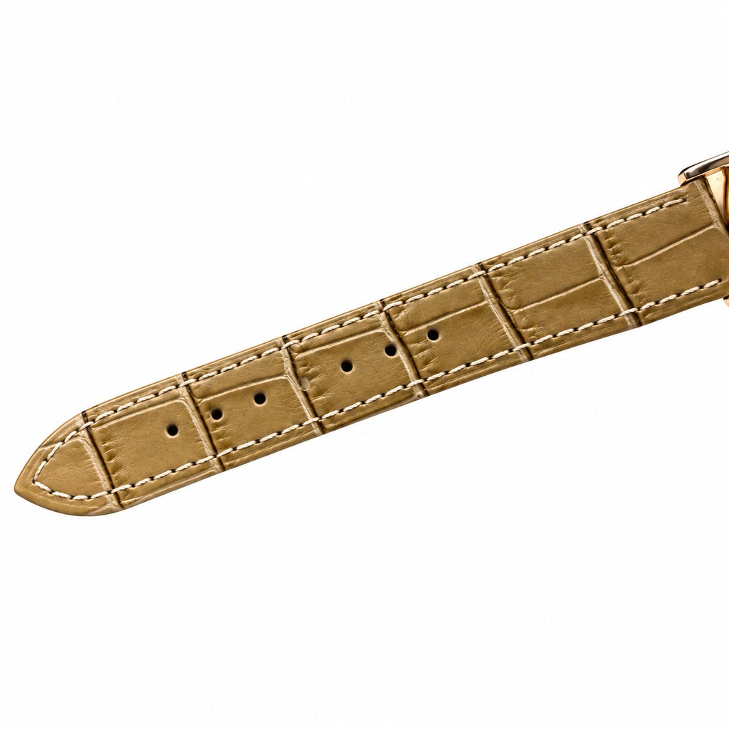 Patek Philippe Calatrava — 18K Rose Gold, Frosted White Dial & Olive Alligator Strap
