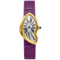 Cartier Crash — 18K Yellow Gold, Silver Dial, Roman Numerals & Purple Alligator Strap, Women
