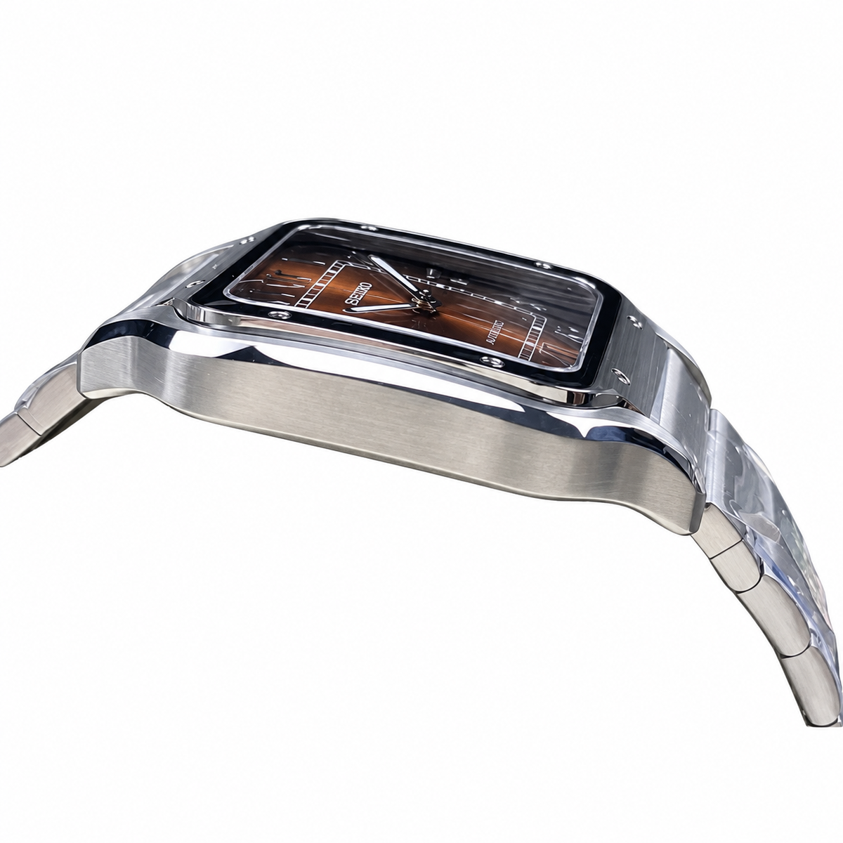 Cartier Santos Arabic Numerals Brown Dial Steel Watch – KDY