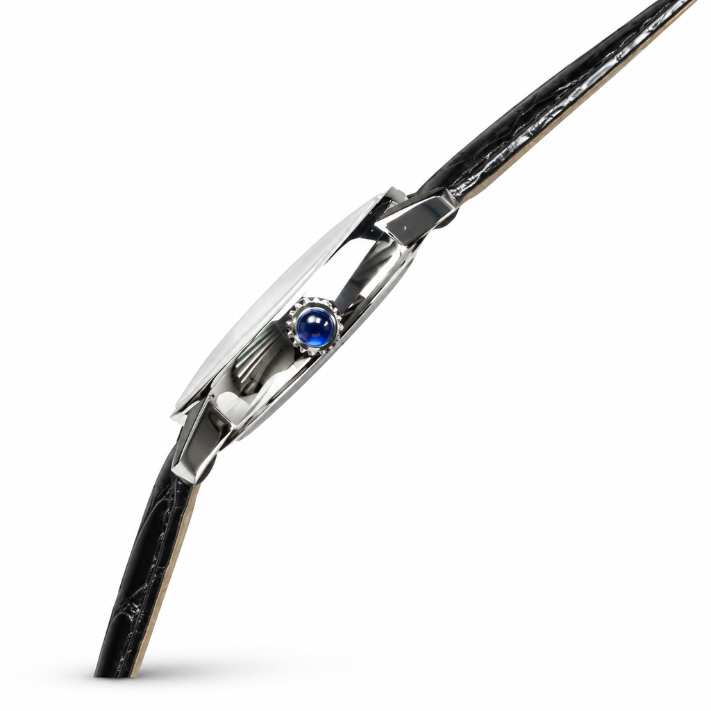 Cartier Ronde Louis Cartier — 18K White Gold, Diamond Bezel & Black Alligator Strap