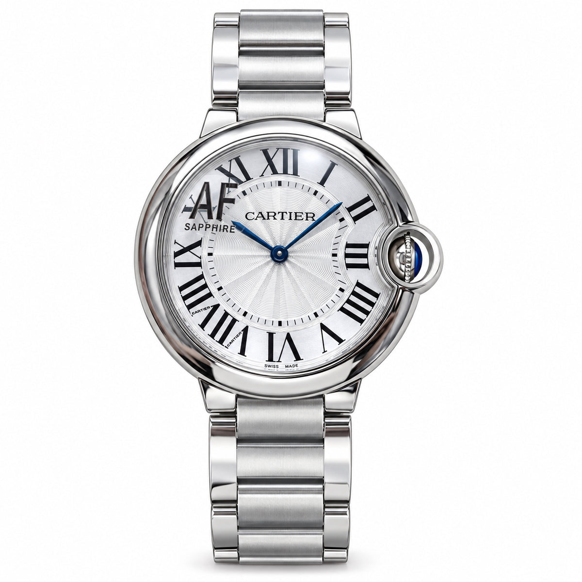 Cartier Ballon Bleu Stainless Steel White Dial Sapphire Crystal Watch