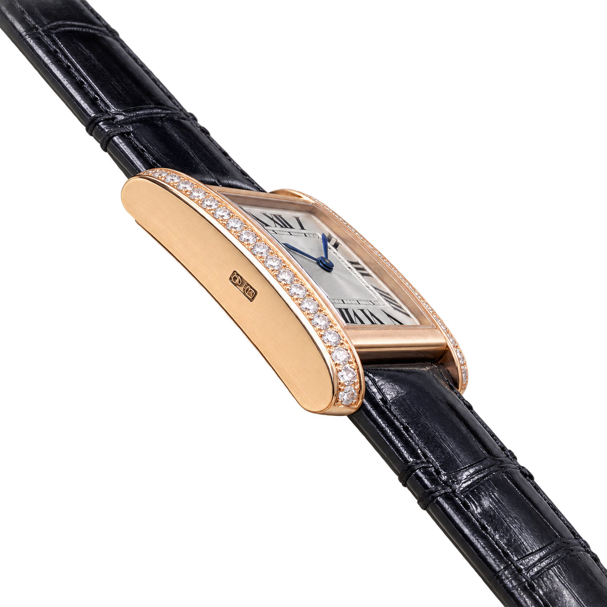Cartier Tank Louis Cartier — 18K Rose Gold, Diamond-Set Sides & Black Alligator Strap