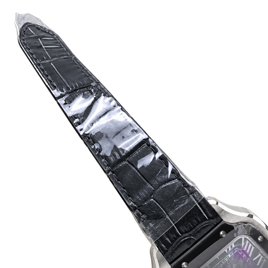 Cartier Santos Automatic Black Ceramic Bezel Alligator Leather Luxury Watch Swiss Made