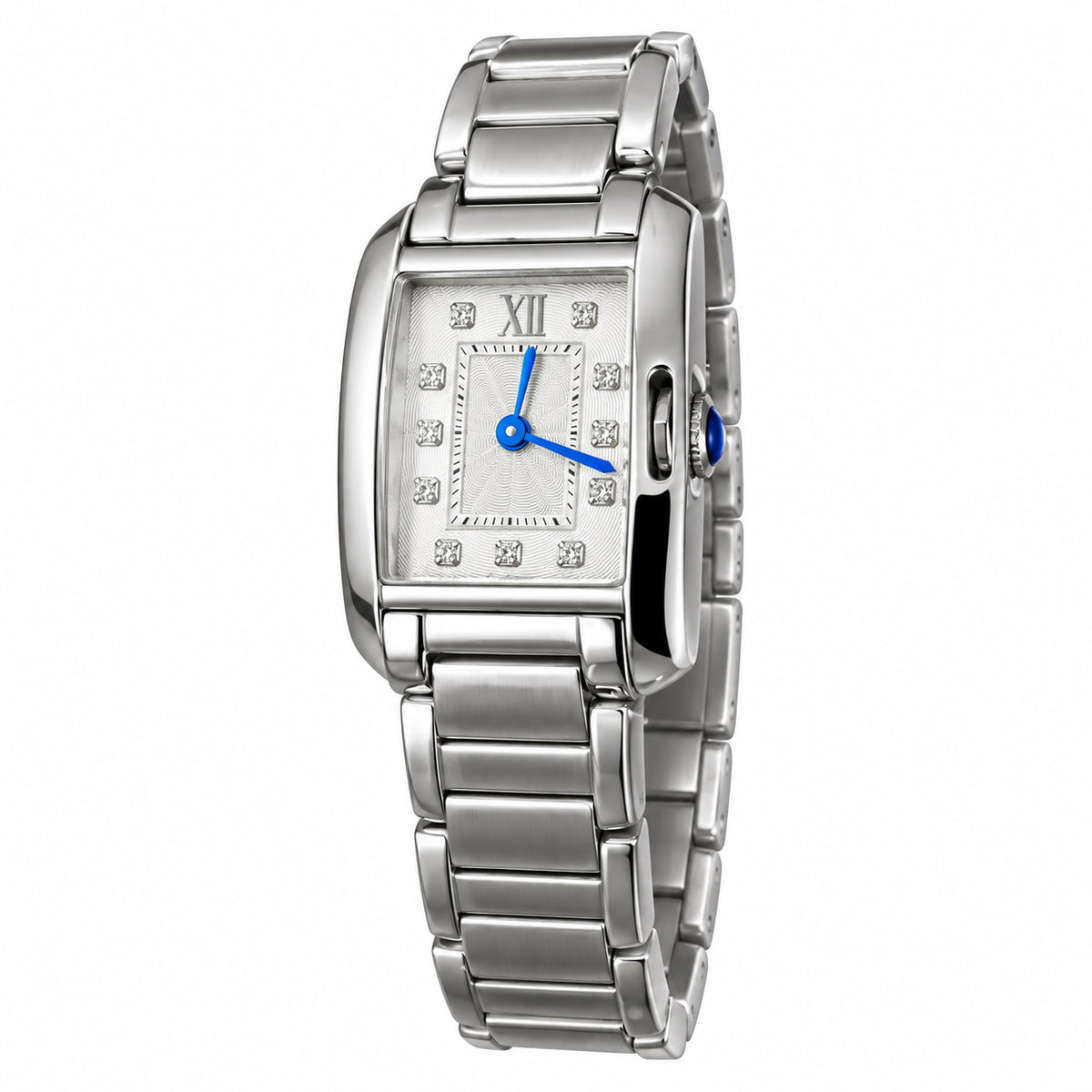Cartier Tank Anglaise Small — Steel, Silver Diamond-Set Dial, Roman Numerals & Steel Bracelet, Women