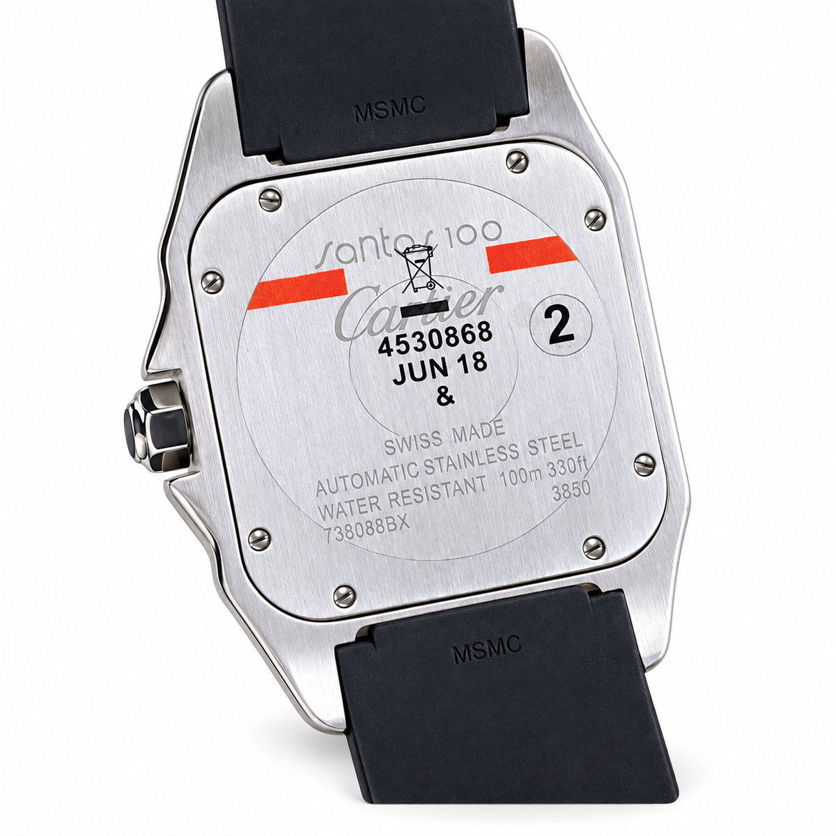 Cartier Santos 100 XL Steel Black Rubber Bezel White Dial Automatic Rubber Watch – KDY