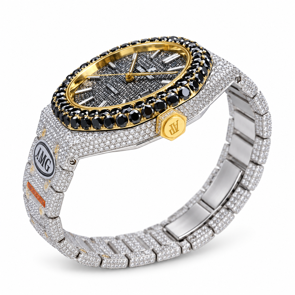 AMG Stuttgart Iced Out – Black Diamond & Yellow Gold Custom