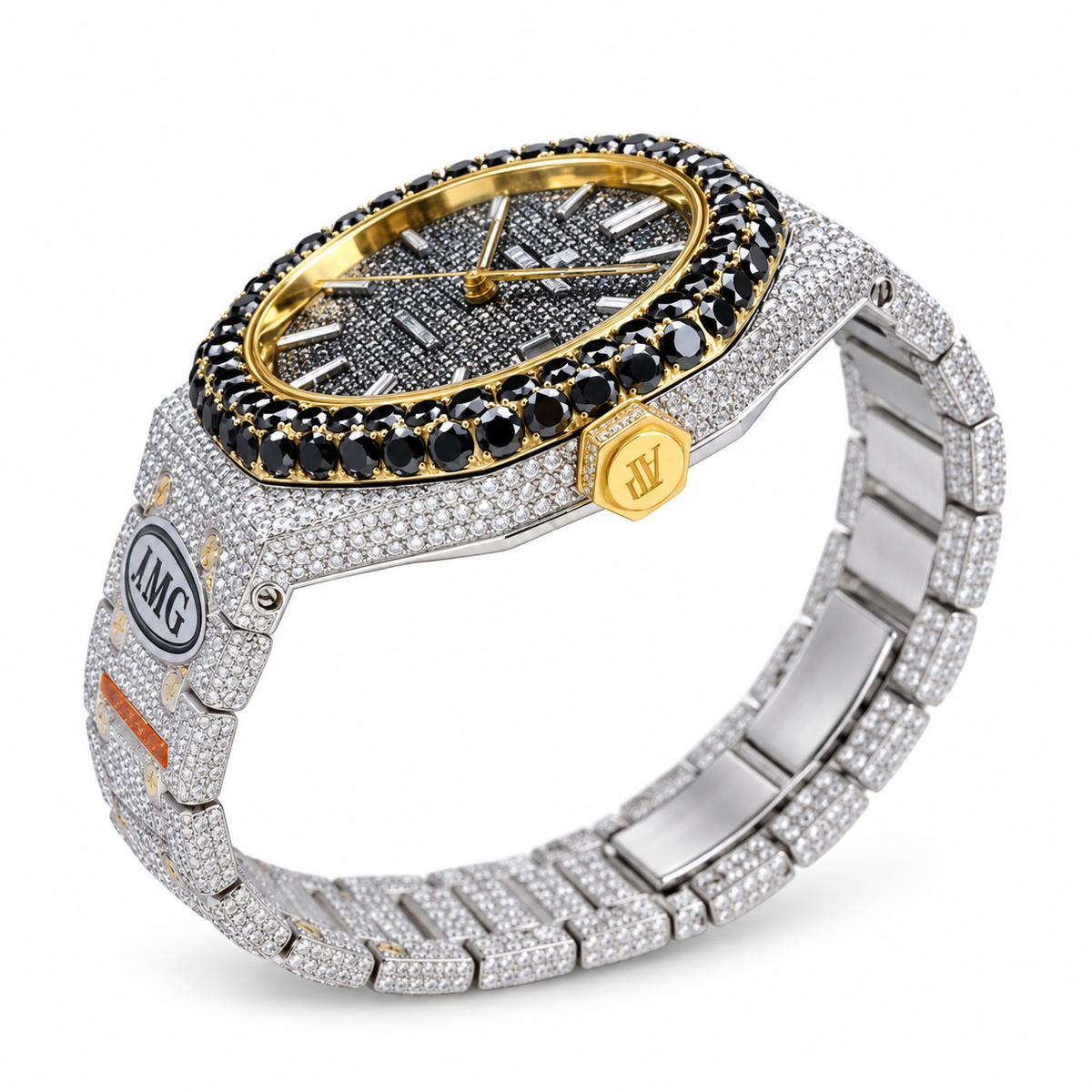 AMG Stuttgart Iced Out – Black Diamond & Yellow Gold Custom