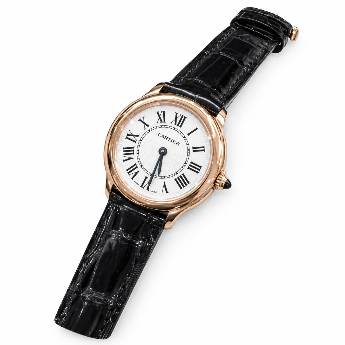 Cartier Ronde Louis Cartier — Yellow Gold, White Dial & Black Alligator Strap