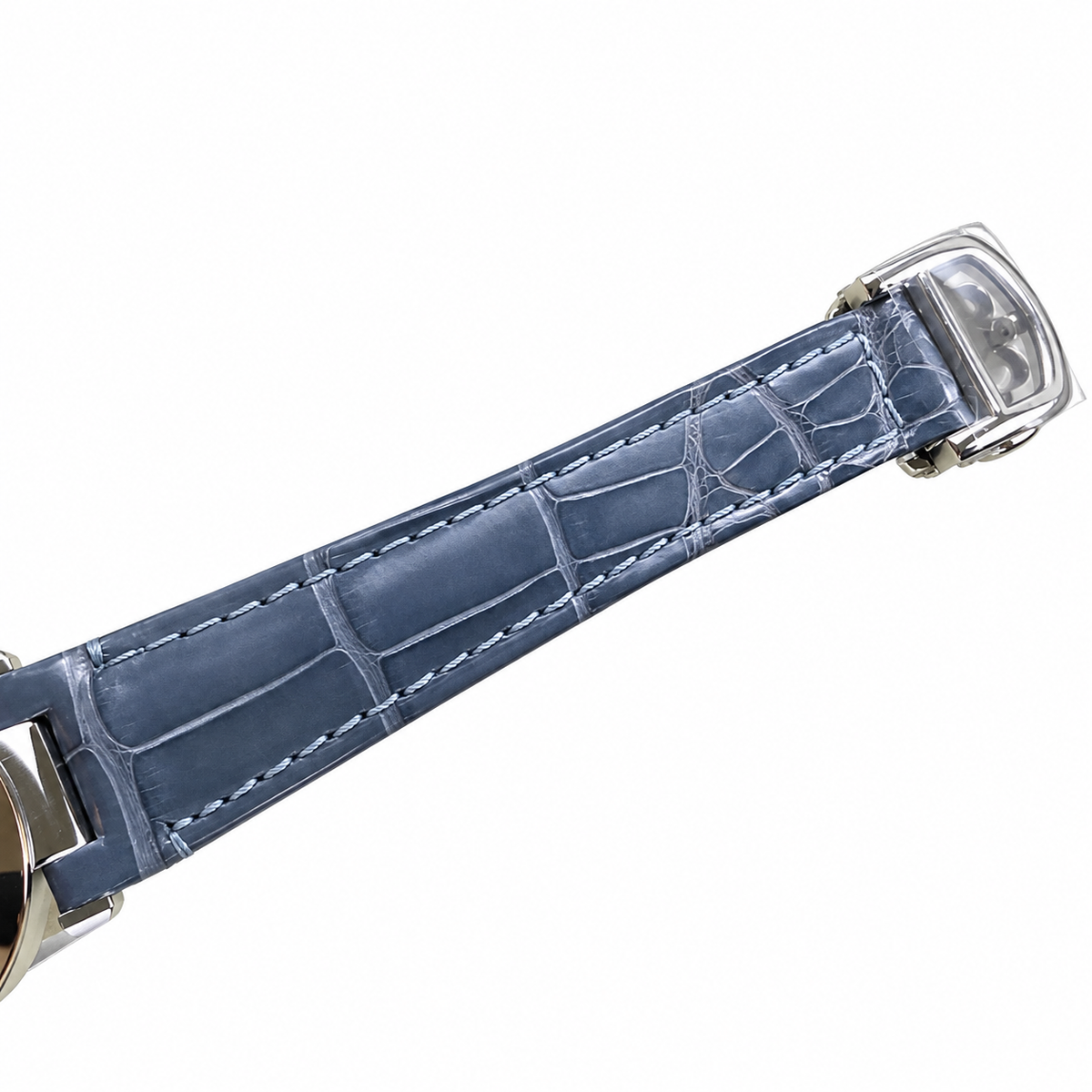Cartier Pasha de Cartier 30mm — Two-Tone Steel & Rose Gold, White Dial & Blue Alligator Strap, Women