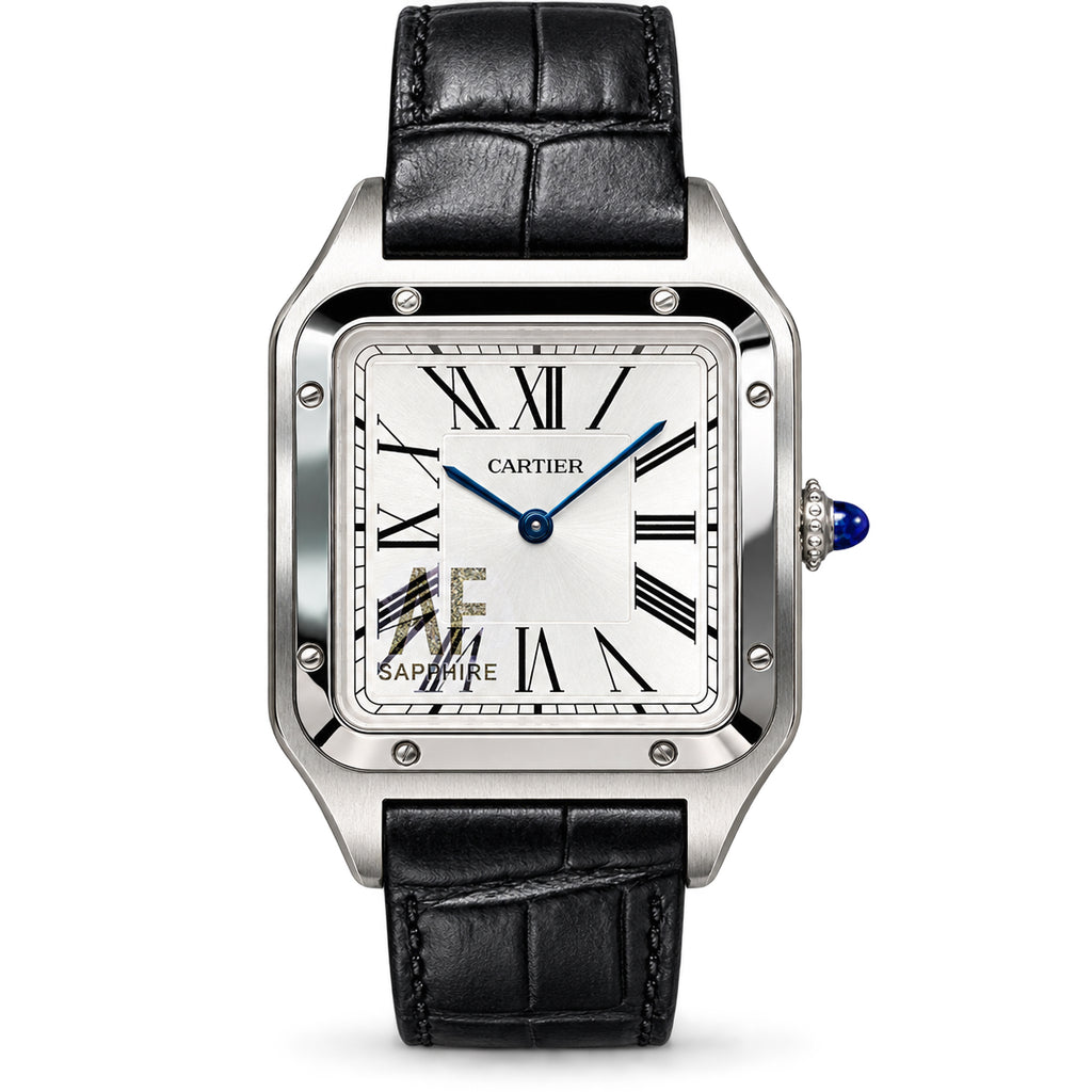 Cartier Santos-Dumont — Stainless Steel, Silver Dial & Black Alligator Strap, Large