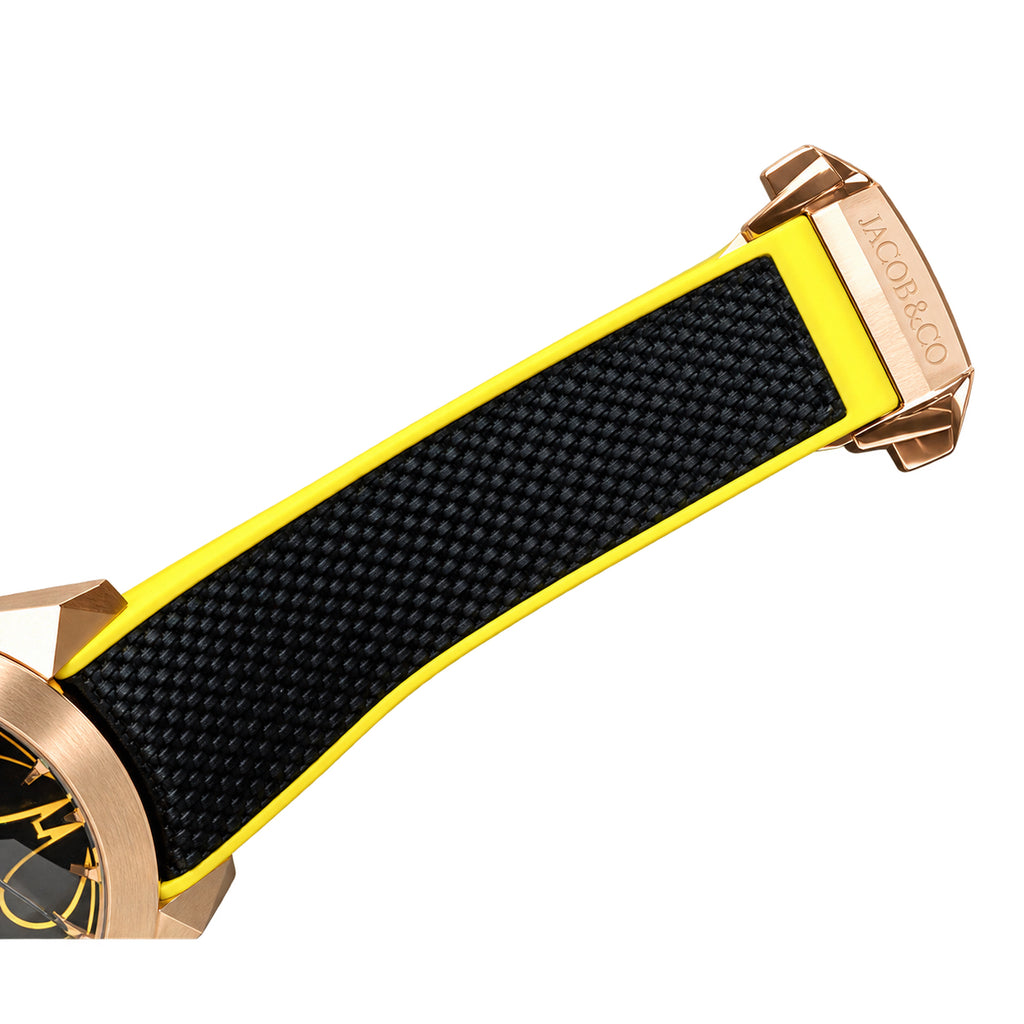 Jacob & Co. Epic X Doppel Litt Twinscan Rose Gold Double Tourbillon Yellow Watch