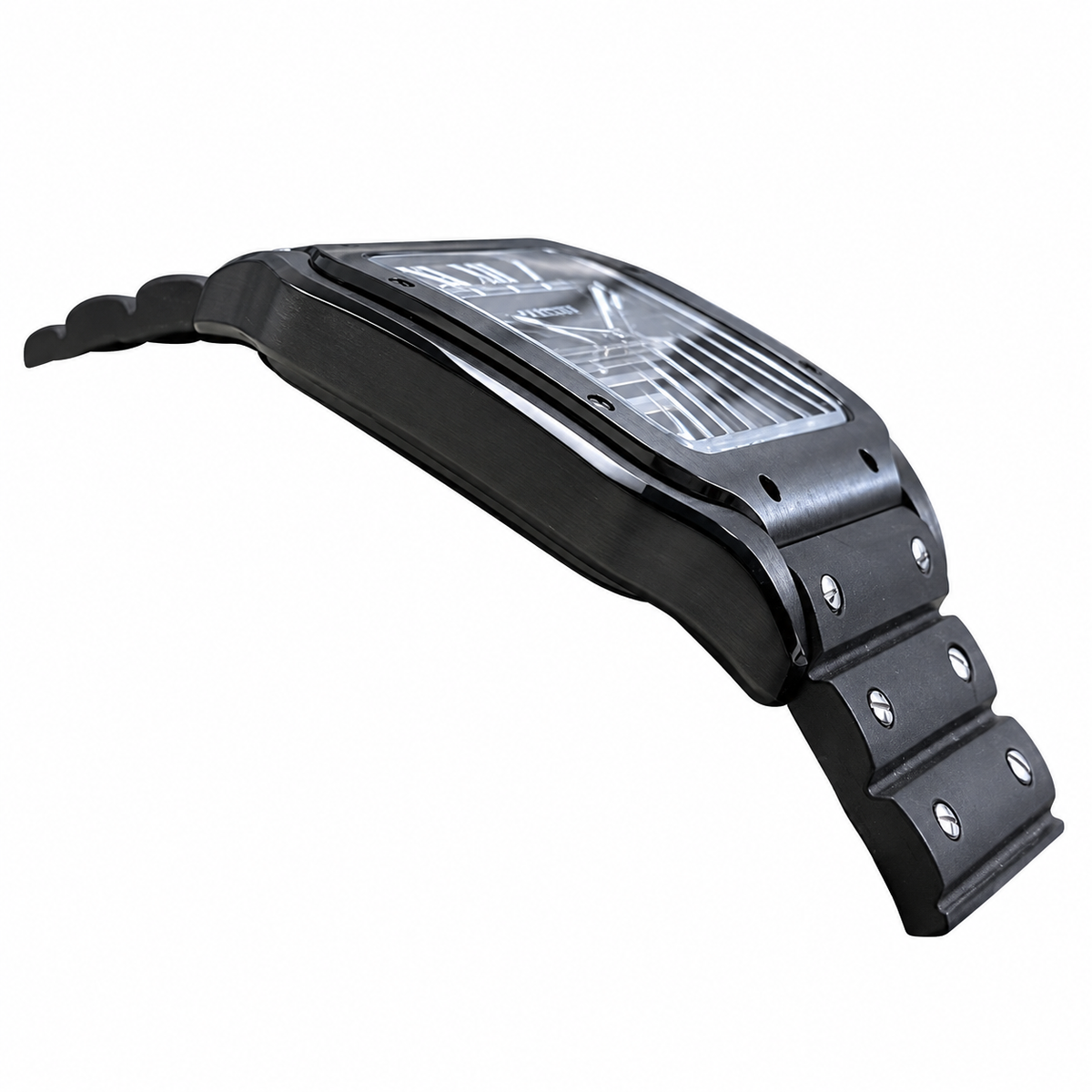 Cartier Santos Large Steel ADLC Full Black Dial Date Automatic Bracelet Watch – KDY