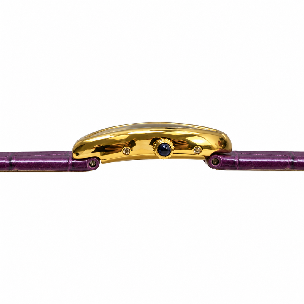 Cartier Crash — 18K Yellow Gold, Silver Dial, Roman Numerals & Purple Alligator Strap, Women