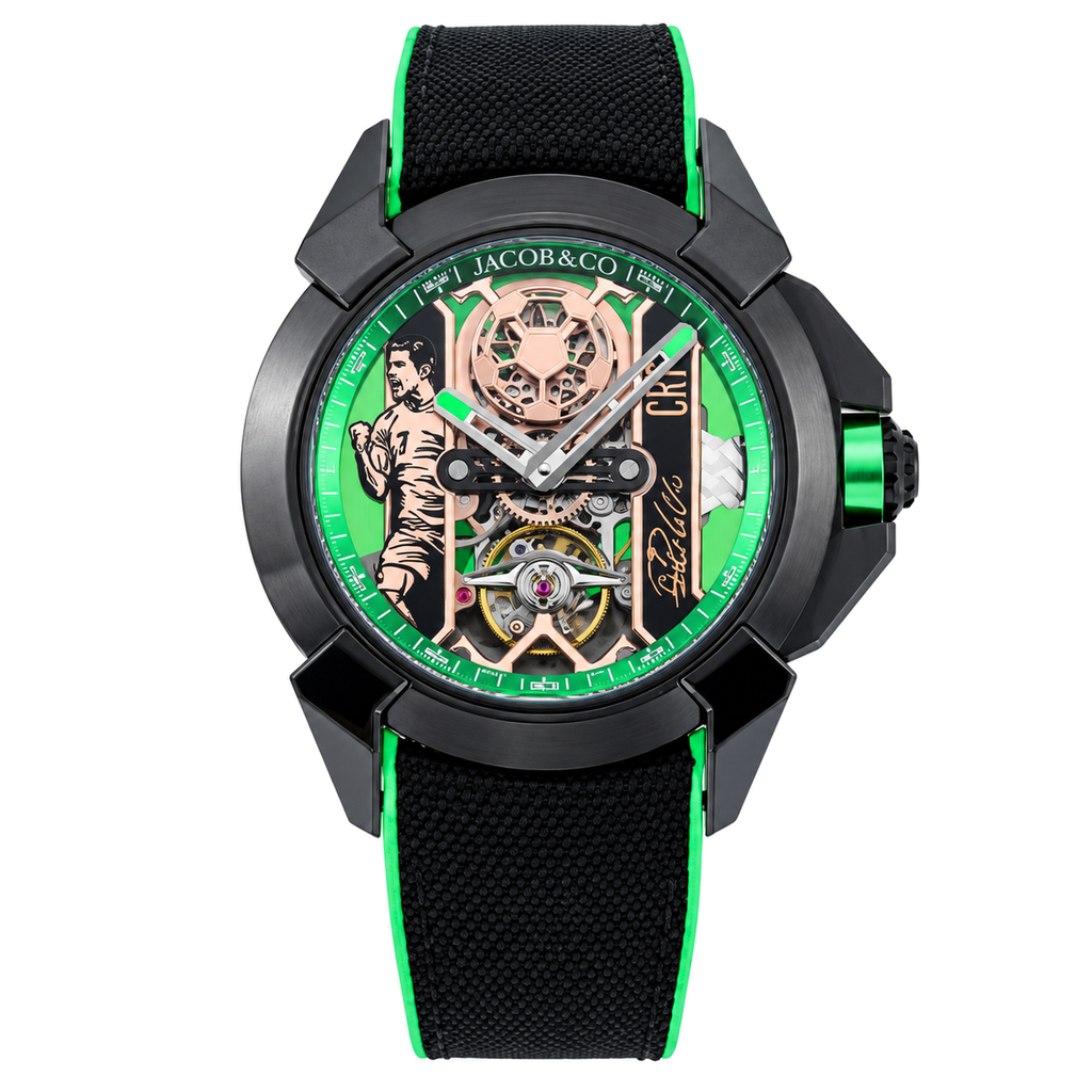 Jacob & Co. Epic X CR7 Black DLC Tourbillon Skeleton Green Black Watch