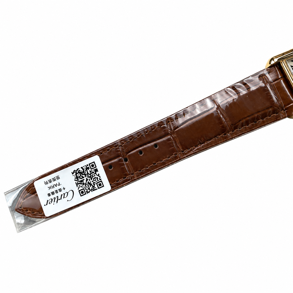 Cartier Tank Louis Large Yellow Gold White Dial Date Brown Strap Watch – KDY